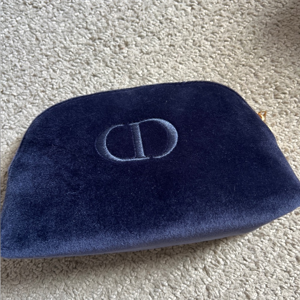 Christian Dior Navy Blue Velvet Cosmetic Pouch
